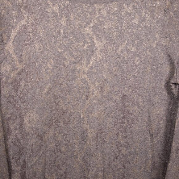 Chico's animal print metallic detail grey sweater-2 - Picture 2 of 4